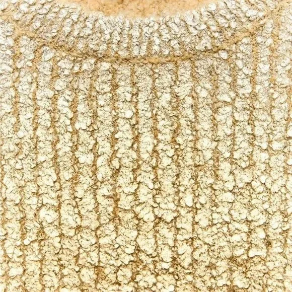 BLOGGER’S FAVE | NWT ZARA GOLD METALLIC SHIMMER CRACKLED KNIT SWEATER - Picture 11 of 11